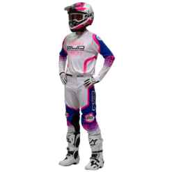 completo motocross bud racing neon white/pink